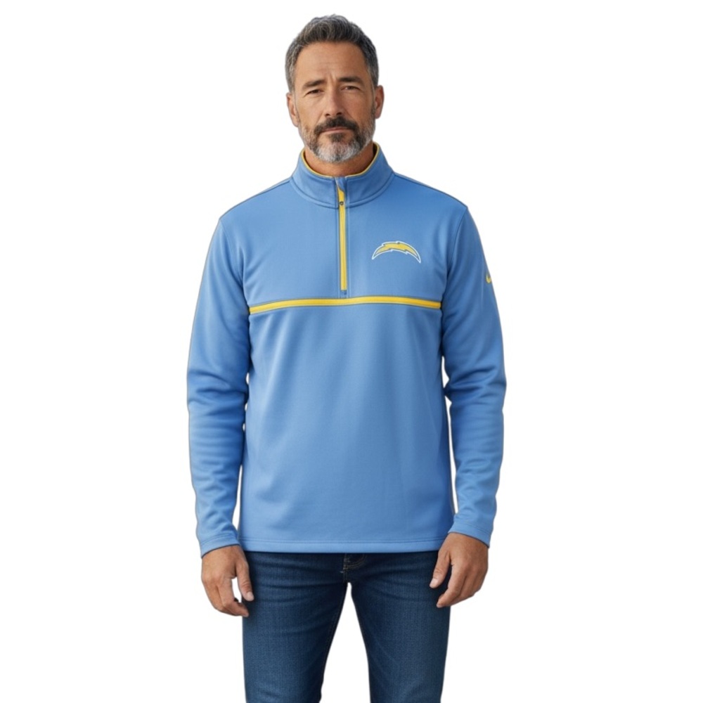 NFL Los Angeles Chargers Quarter Zip Pullover Blue Yellow Team Apparel Large